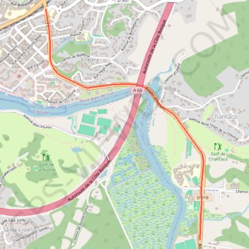Itinéraire Avenue de Chantaco et Avenue de Habas à Route de Saint-Jean-de-Luz à Assap, distance, dénivelé, altitude, carte, profil, trace GPS