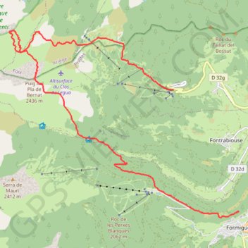 Itinéraire Puyvalador-Formiguere par le pic de la tribune, distance, dénivelé, altitude, carte, profil, trace GPS