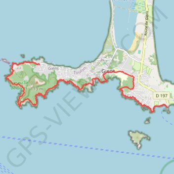 Itinéraire Presqu'île de Giens Ouest, distance, dénivelé, altitude, carte, profil, trace GPS