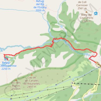Itinéraire Refuge de Coma Pedrosa, distance, dénivelé, altitude, carte, profil, trace GPS