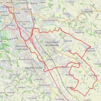 Itinéraire Côteaux de Saint Orens, distance, dénivelé, altitude, carte, profil, trace GPS