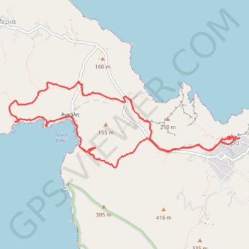Itinéraire Plage d'Angali, distance, dénivelé, altitude, carte, profil, trace GPS