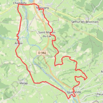 Itinéraire Brionnais - Iguerande, distance, dénivelé, altitude, carte, profil, trace GPS