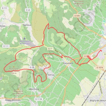 Itinéraire Beaune Monthelie, distance, dénivelé, altitude, carte, profil, trace GPS
