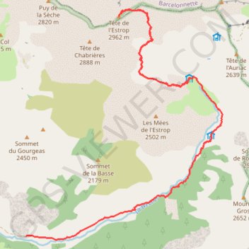 Itinéraire Tête de l'Estrop, distance, dénivelé, altitude, carte, profil, trace GPS