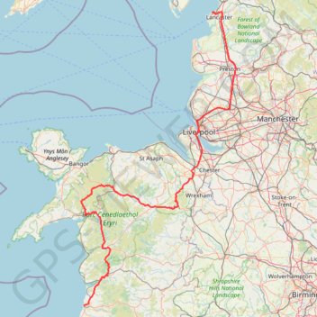 Itinéraire TT22 J9 M7/06 : Heysham Port à Aberystwyth, distance, dénivelé, altitude, carte, profil, trace GPS