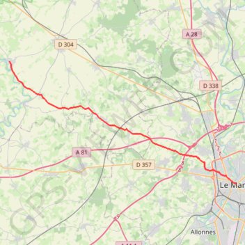 Itinéraire Du Mans à Tennie, distance, dénivelé, altitude, carte, profil, trace GPS