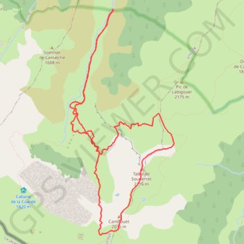 Itinéraire Table de Souperret par le col de Saoubathou, distance, dénivelé, altitude, carte, profil, trace GPS