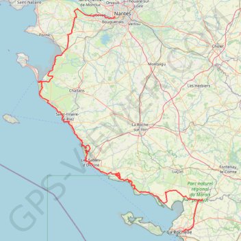 Itinéraire La Rochelle - Nantes à vélo, distance, dénivelé, altitude, carte, profil, trace GPS