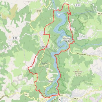 Itinéraire Tour du barrage de Grangent, distance, dénivelé, altitude, carte, profil, trace GPS