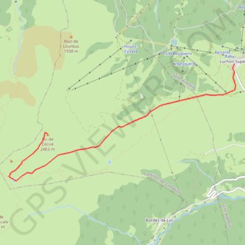 Itinéraire Superbagneres espingau astau, distance, dénivelé, altitude, carte, profil, trace GPS