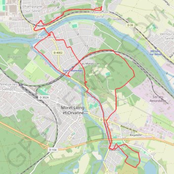 Itinéraire Autour de Moret-sur-Loing, distance, dénivelé, altitude, carte, profil, trace GPS