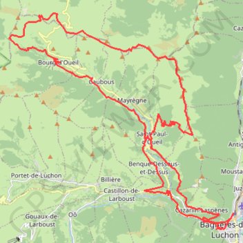 Itinéraire Luchonnais Vallée d'Oueil, distance, dénivelé, altitude, carte, profil, trace GPS