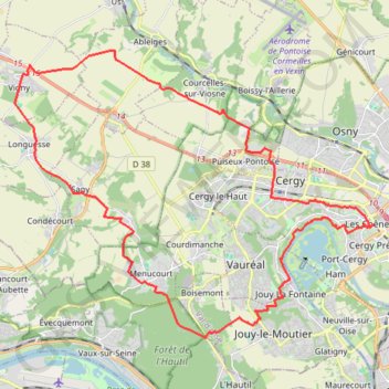 Itinéraire Vigny - Hautil - Oise, distance, dénivelé, altitude, carte, profil, trace GPS