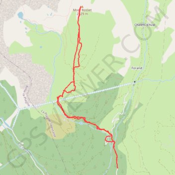 Itinéraire Mont Rosset, distance, dénivelé, altitude, carte, profil, trace GPS