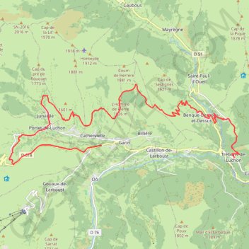 Itinéraire De TREBONS de Luchon à La Moraine de GARIN par la montagne d'ESTAU, distance, dénivelé, altitude, carte, profil, trace GPS