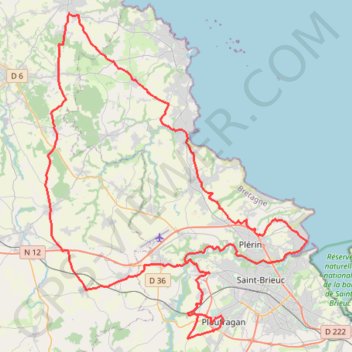 Itinéraire Ploufragan - Plouha, distance, dénivelé, altitude, carte, profil, trace GPS