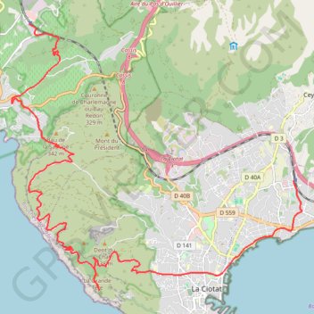 Itinéraire GPSLaCiotatCassis, distance, dénivelé, altitude, carte, profil, trace GPS