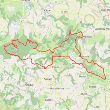 Itinéraire Bois de Mixe depuis Bergouey, distance, dénivelé, altitude, carte, profil, trace GPS
