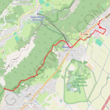 Itinéraire De Lumbin à la cascade de Crolles, distance, dénivelé, altitude, carte, profil, trace GPS