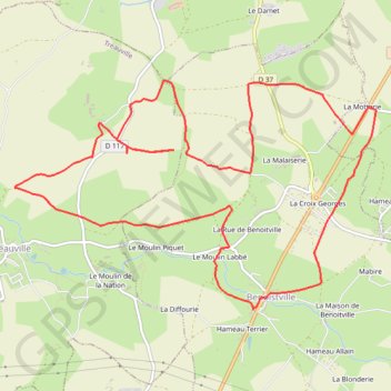 Itinéraire Benoitville (50340), distance, dénivelé, altitude, carte, profil, trace GPS
