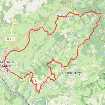 Itinéraire Rando de Saint Léonard de Noblat, distance, dénivelé, altitude, carte, profil, trace GPS