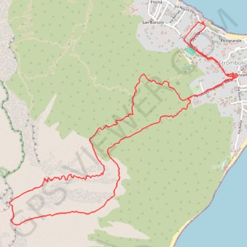 Itinéraire Stromboli Cratere, distance, dénivelé, altitude, carte, profil, trace GPS
