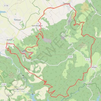 Itinéraire Dourgne - Montagne Noire, distance, dénivelé, altitude, carte, profil, trace GPS