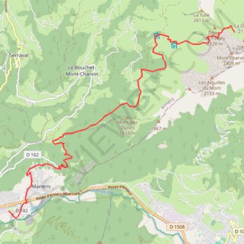 Itinéraire D'Albertville à Thônes - À l'assaut du Mont Charvin, distance, dénivelé, altitude, carte, profil, trace GPS