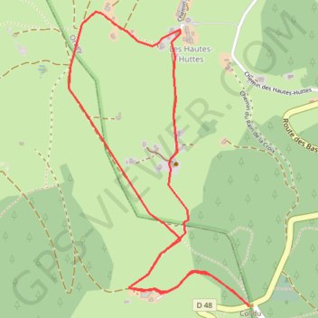 Itinéraire Hautes Huttes, distance, dénivelé, altitude, carte, profil, trace GPS