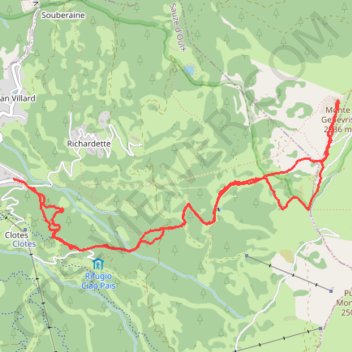 Itinéraire Monte Genevris, distance, dénivelé, altitude, carte, profil, trace GPS