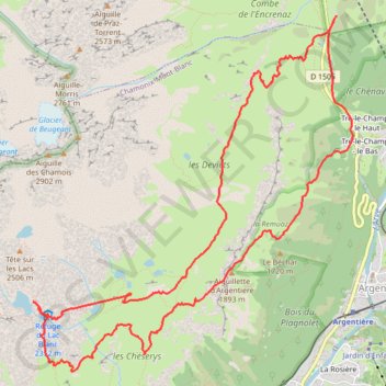 Itinéraire 20-07-16 Aiguilles Rouges, distance, dénivelé, altitude, carte, profil, trace GPS