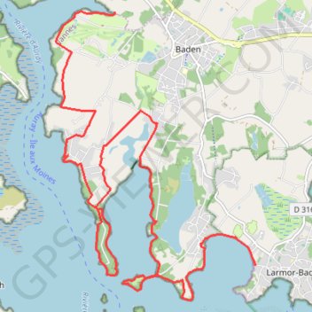 Itinéraire Tour du Golfe du Morbihan - Baden, distance, dénivelé, altitude, carte, profil, trace GPS