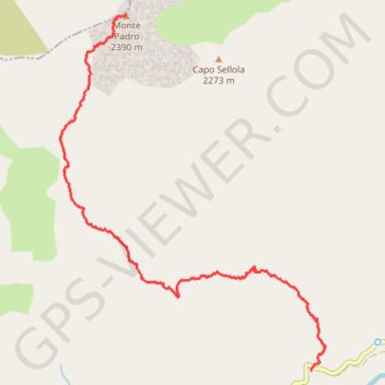 Itinéraire Monte Padru, distance, dénivelé, altitude, carte, profil, trace GPS