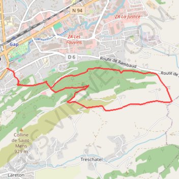 Itinéraire Colline de Saint-Mens, distance, dénivelé, altitude, carte, profil, trace GPS