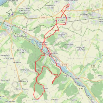 Itinéraire La forêt d'Eu - Friville-Escarbotin, distance, dénivelé, altitude, carte, profil, trace GPS