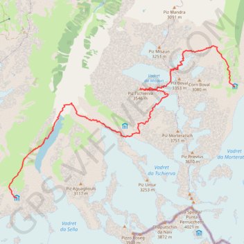 Itinéraire Piz Tschierva, distance, dénivelé, altitude, carte, profil, trace GPS