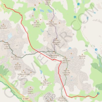 Itinéraire Cerces Chardonnet Plan Lachat, distance, dénivelé, altitude, carte, profil, trace GPS