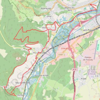 Itinéraire La Speed Rail - Scy Chazelles, distance, dénivelé, altitude, carte, profil, trace GPS