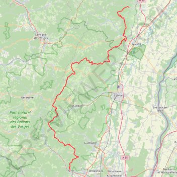 Itinéraire GR5 De Andlau (Bas-Rhin) à Thann (Haut-Rhin) (2020), distance, dénivelé, altitude, carte, profil, trace GPS