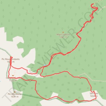 Itinéraire Pic Roumendarès et Serrisse depuis la route du Barescou, distance, dénivelé, altitude, carte, profil, trace GPS