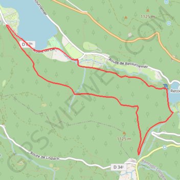 Itinéraire Longemer - Col des feignes - Retournemer, distance, dénivelé, altitude, carte, profil, trace GPS