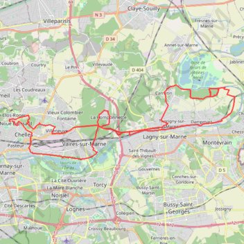 Itinéraire Chelles - Les Vallières, distance, dénivelé, altitude, carte, profil, trace GPS