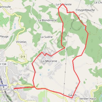 Itinéraire Randonnée à Allassac en Corrèze, distance, dénivelé, altitude, carte, profil, trace GPS
