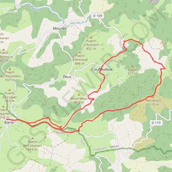 Itinéraire Barre 2 / Éoliennes, distance, dénivelé, altitude, carte, profil, trace GPS