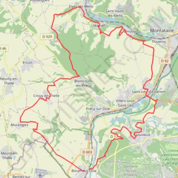 Itinéraire Tour Vtt entre Thelle et Therain, distance, dénivelé, altitude, carte, profil, trace GPS