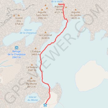 Itinéraire Aiguille Verte, distance, dénivelé, altitude, carte, profil, trace GPS