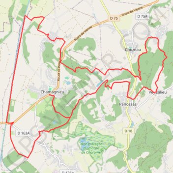 Itinéraire Autour de Chamagnieu, distance, dénivelé, altitude, carte, profil, trace GPS