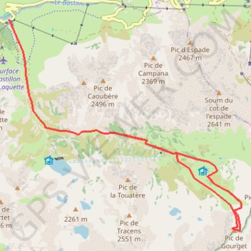 Itinéraire Pic de Gourguet depuis Tournaboup, distance, dénivelé, altitude, carte, profil, trace GPS