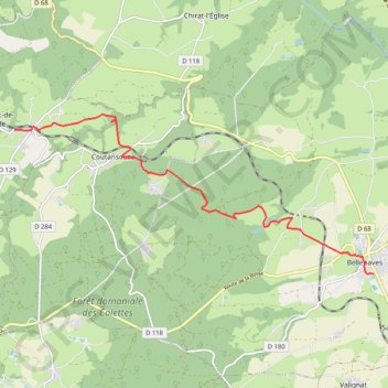 Itinéraire Louroux-Bellenaves, distance, dénivelé, altitude, carte, profil, trace GPS